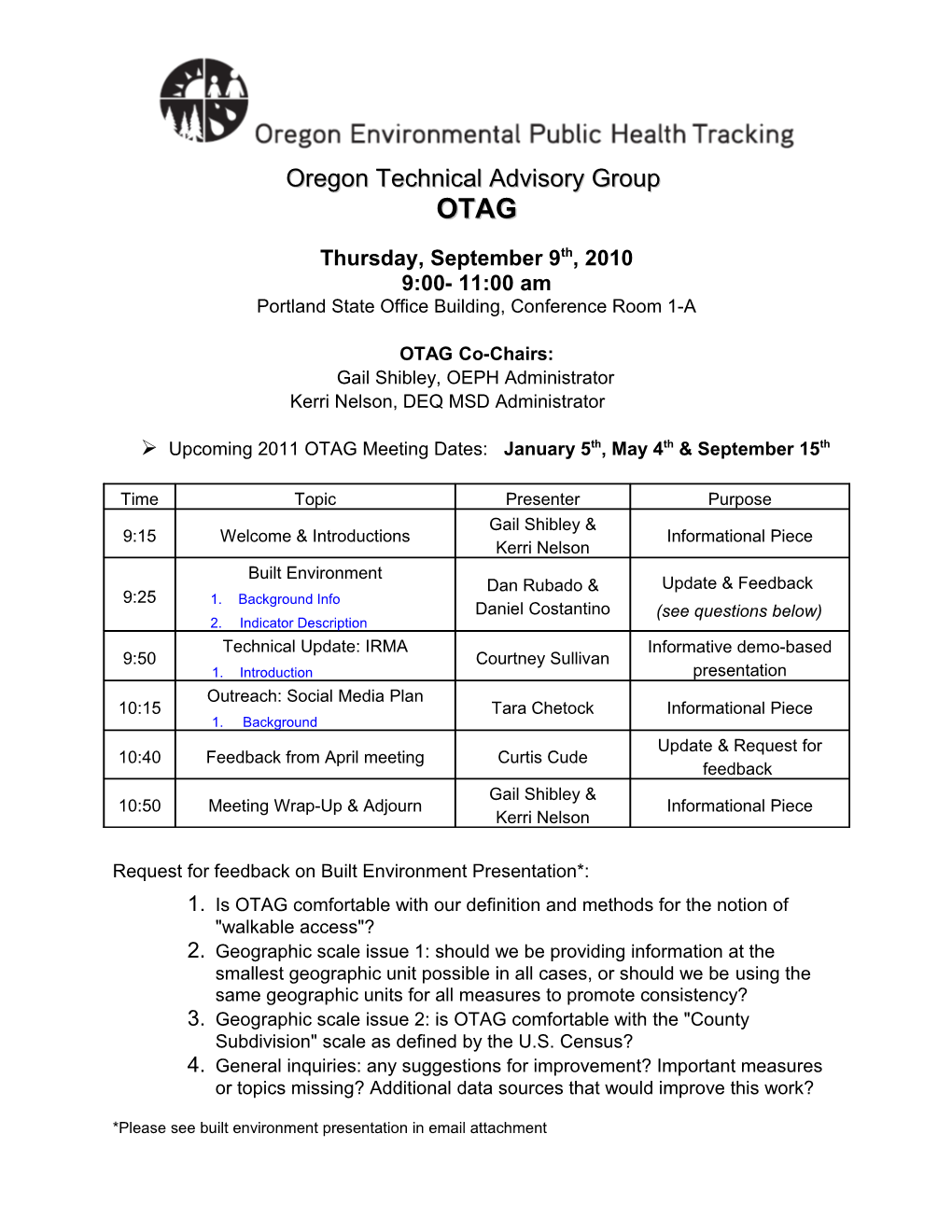 Oregon Technical Advisory Committee OTAG