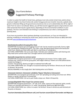 City of Santa Barbara Suggested Parkway Plantings