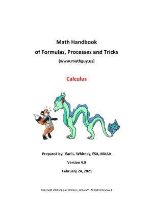 Math Handbook of Formulas, Processes and Tricks Calculus