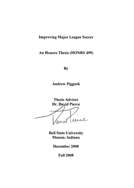 Improving Major League Soccer an Honors Thesis