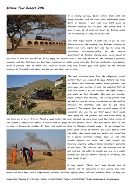 Eritrea Tour Report 2011