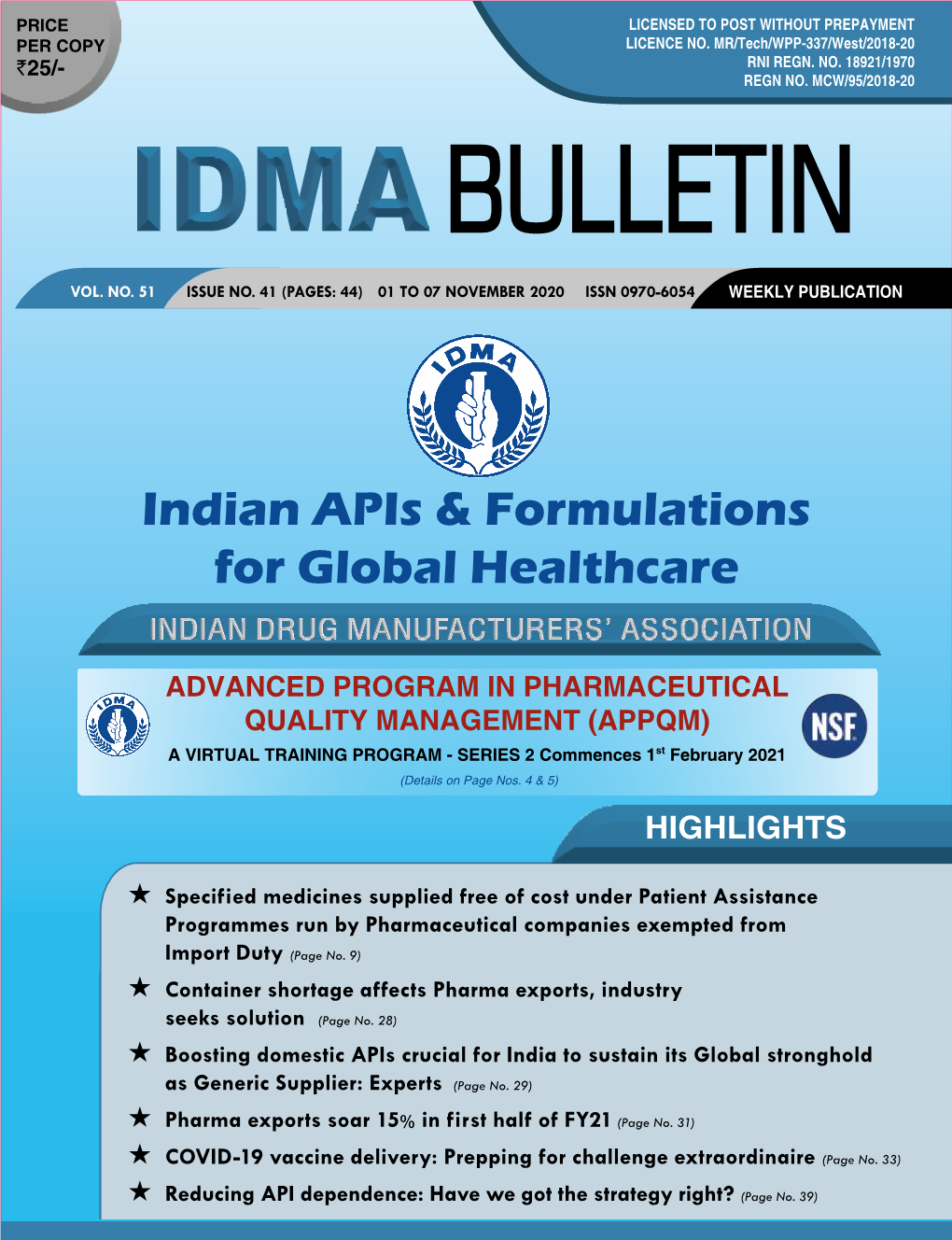 IDMA Bulletin 7Th November 2020