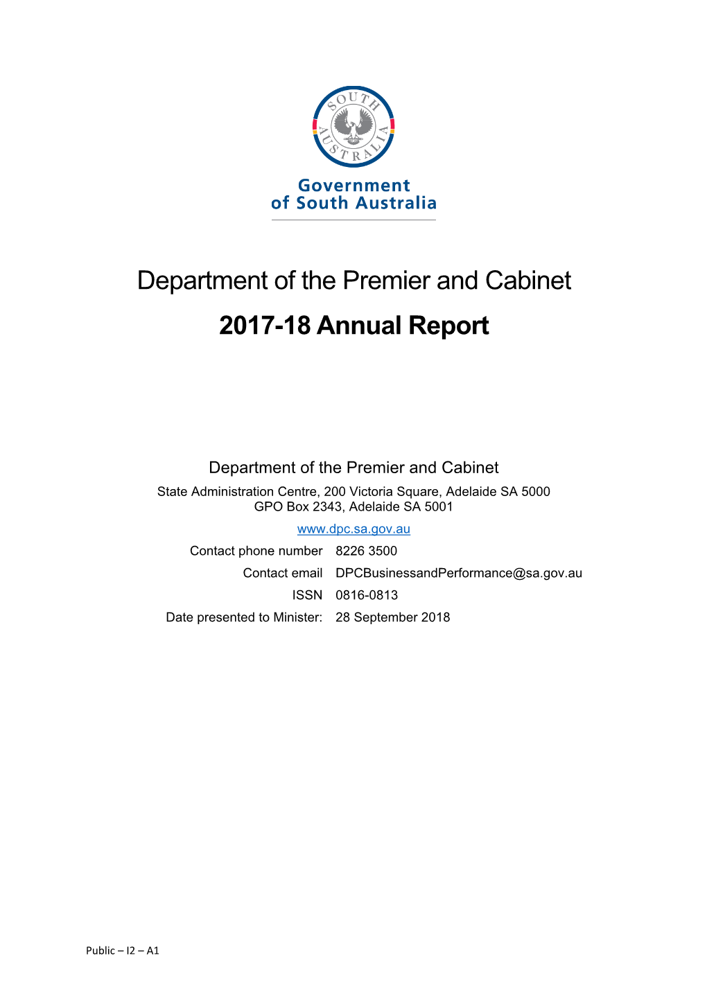 Department of the Premier and Cabinet 2017-18 Annual Report