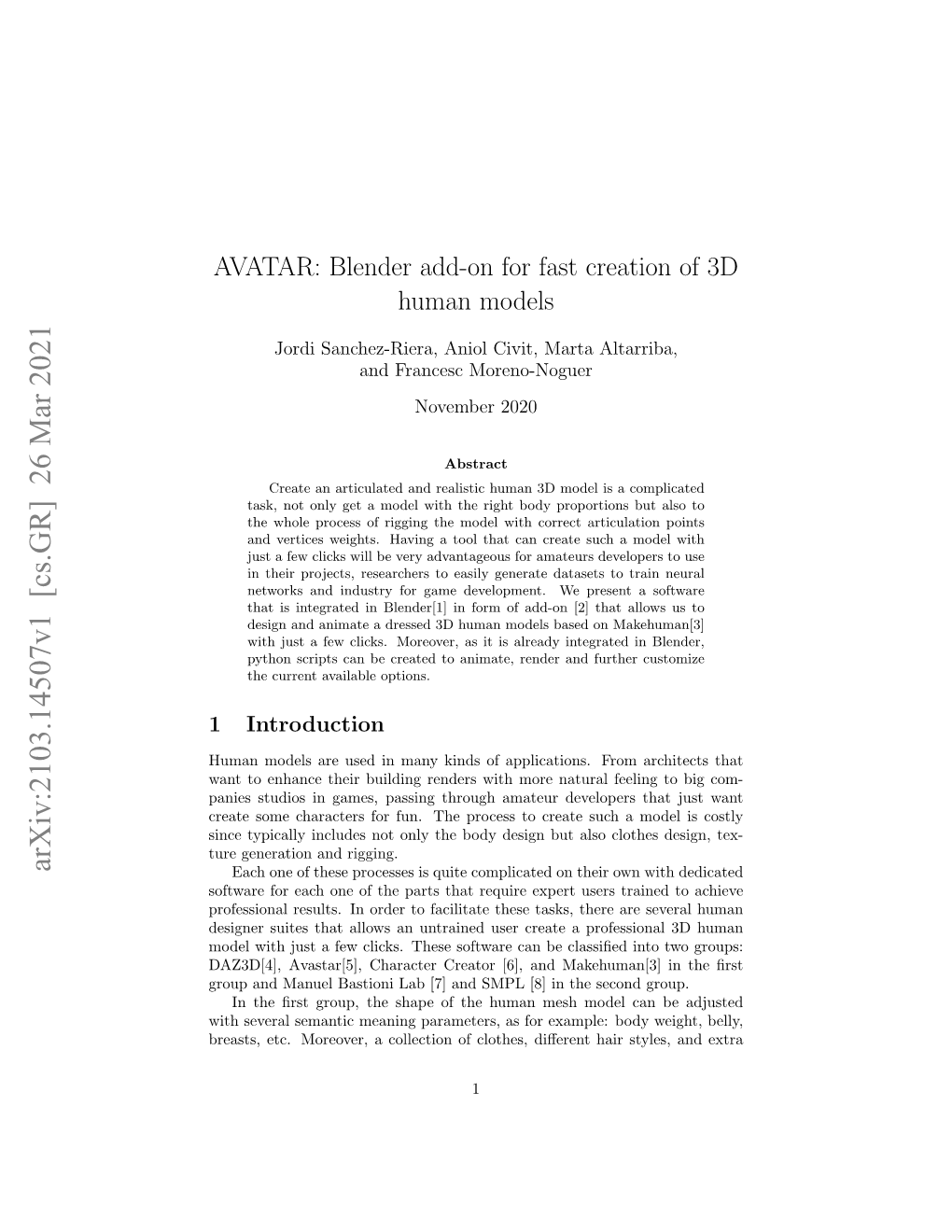 Arxiv:2103.14507V1 [Cs.GR] 26 Mar 2021