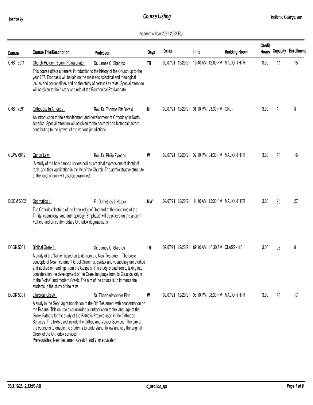 Fall 2021 Graduate Course Listing