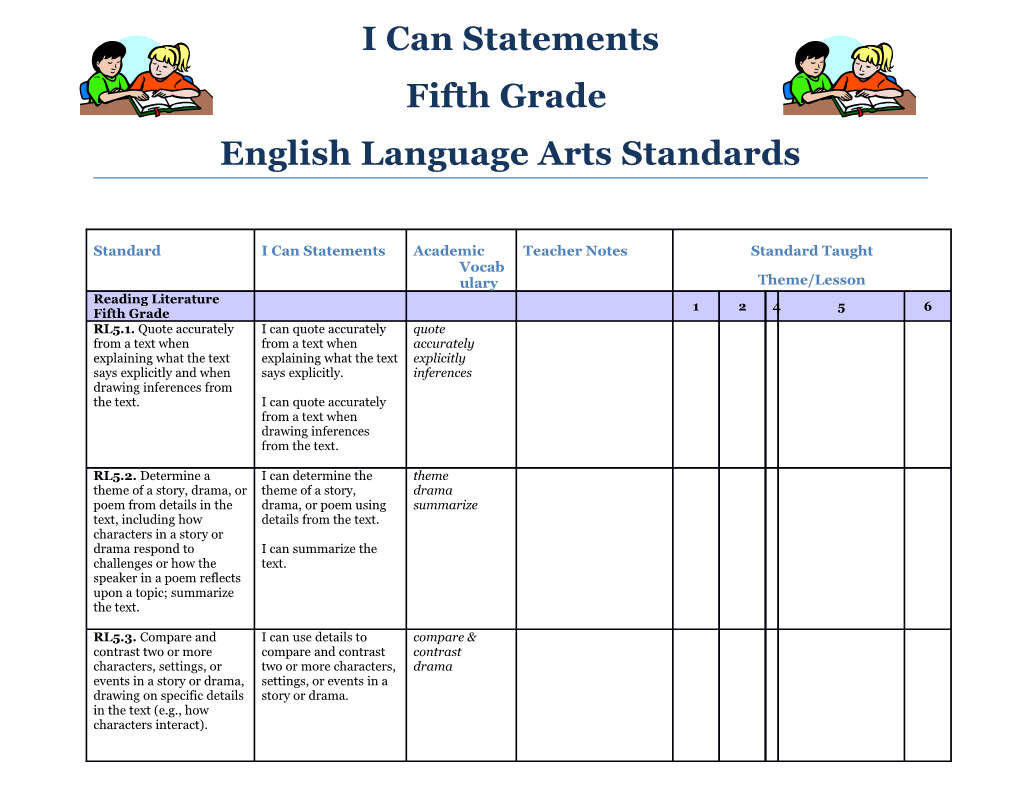 English Language Arts Standards s1