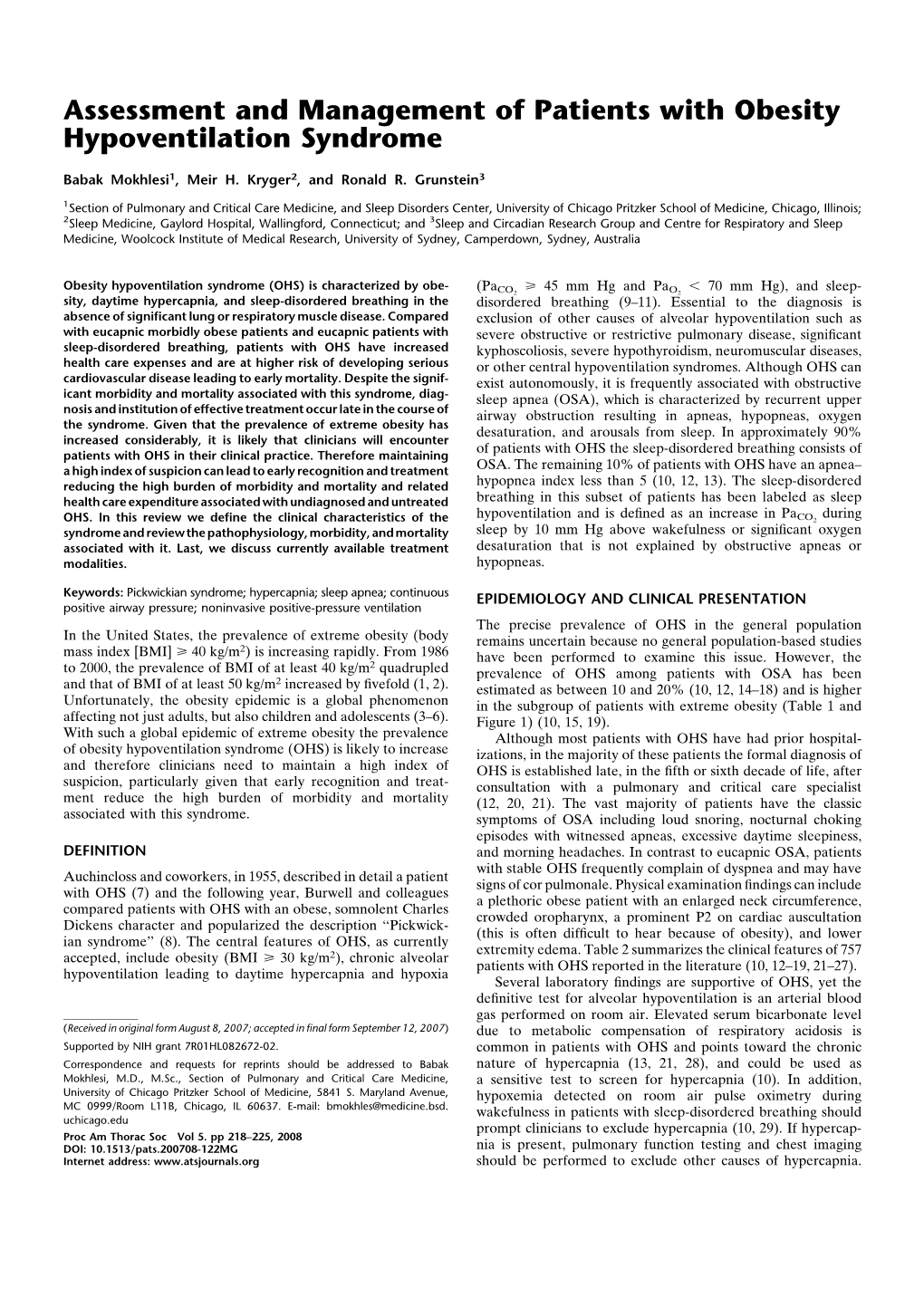 SOH ( Syndrome Obésité-Hypoventilation)