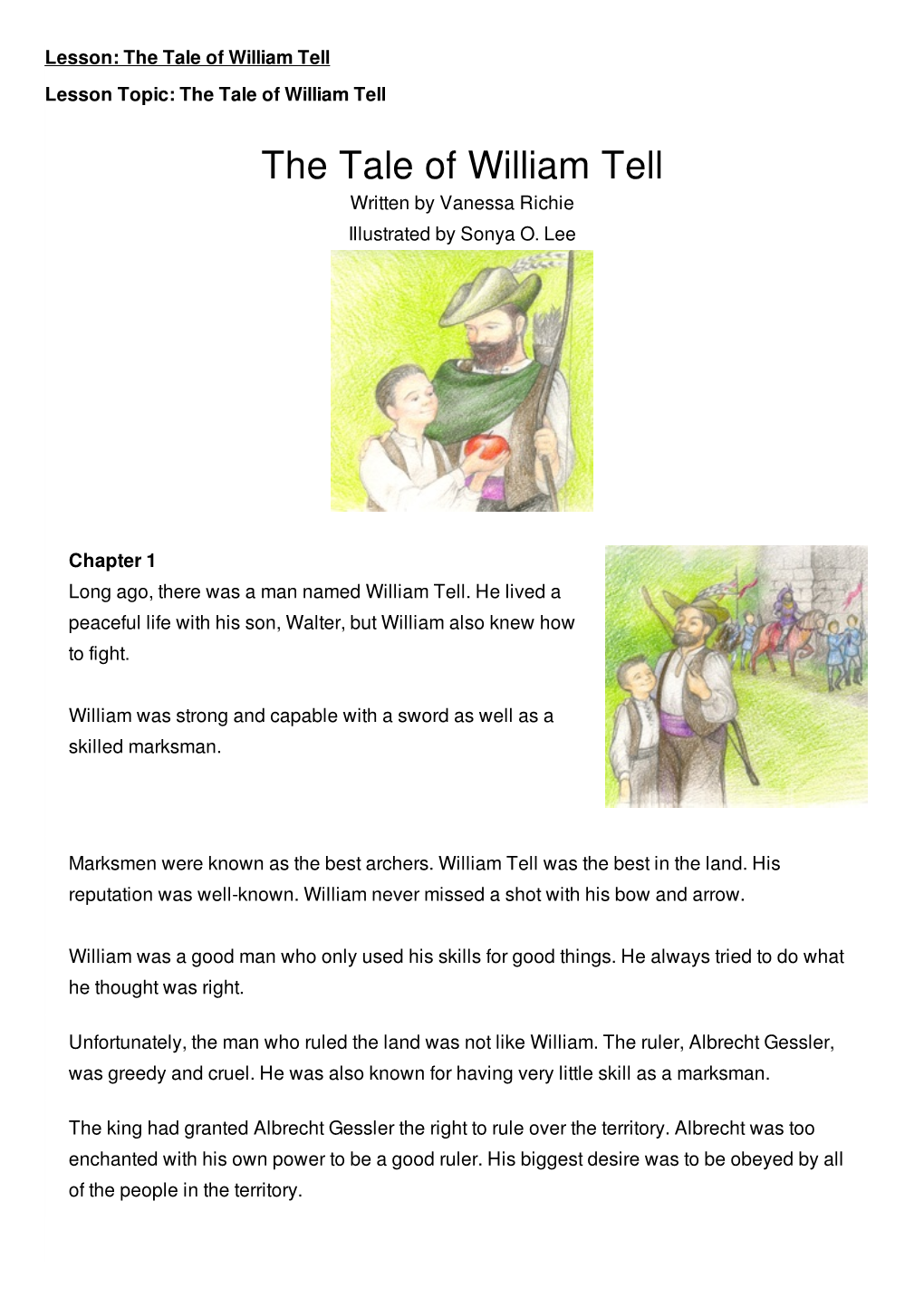 The Tale of William Tell Lesson Topic: the Tale of William Tell