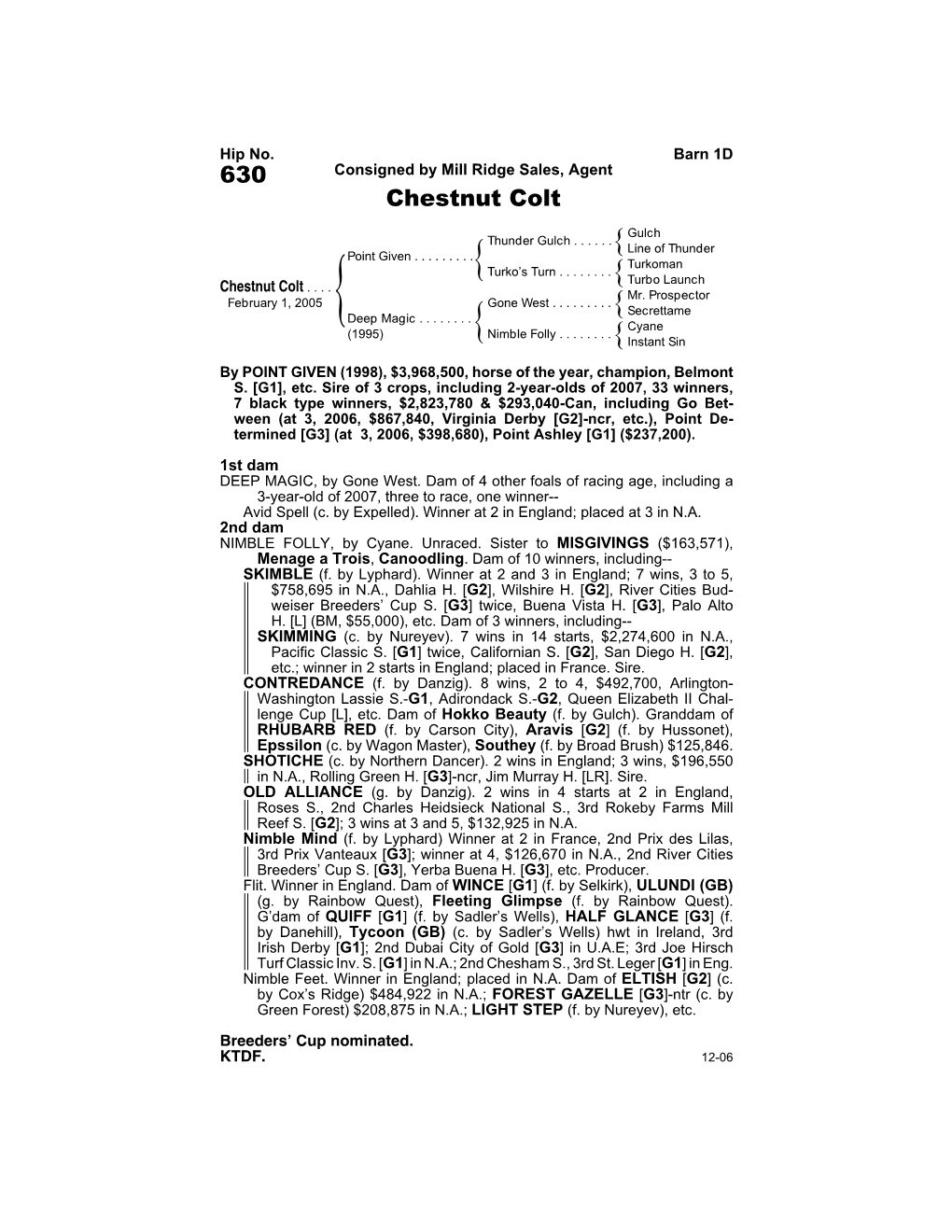 Page 1 by POINT GIVEN (1998), $3,968,500, Horse of the Year