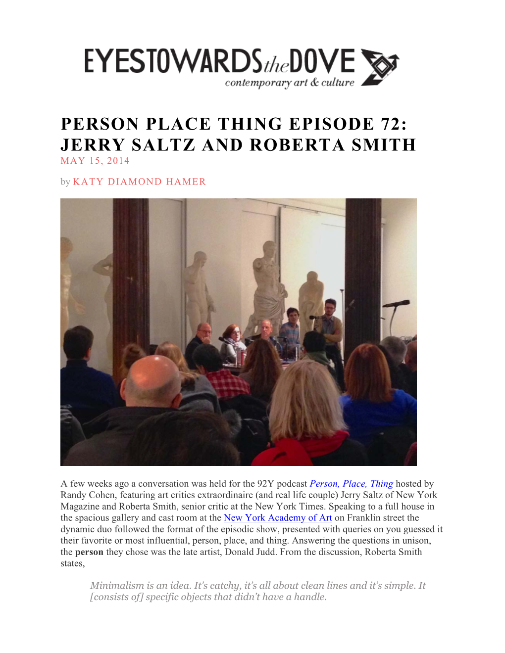 JERRY SALTZ and ROBERTA SMITH MAY 15, 2014 by KATY DIAMOND HAMER