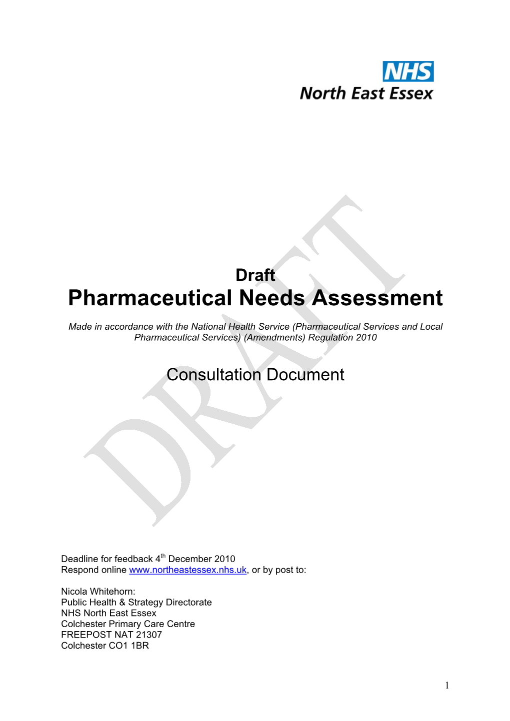 Pharmaceutical Needs Assessment