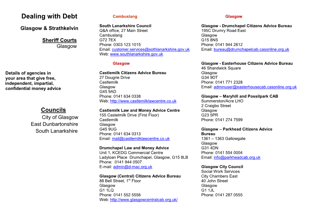 Dealing with Debt Cambuslang Glasgow