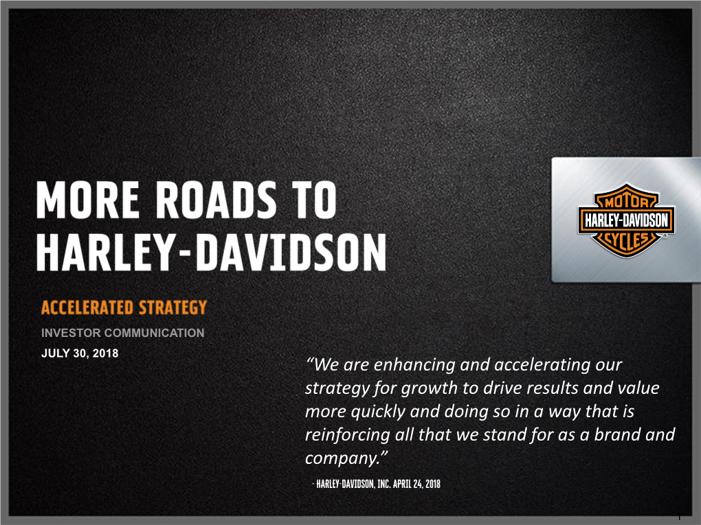 Roads to Harley-Davidson Investor Presentation