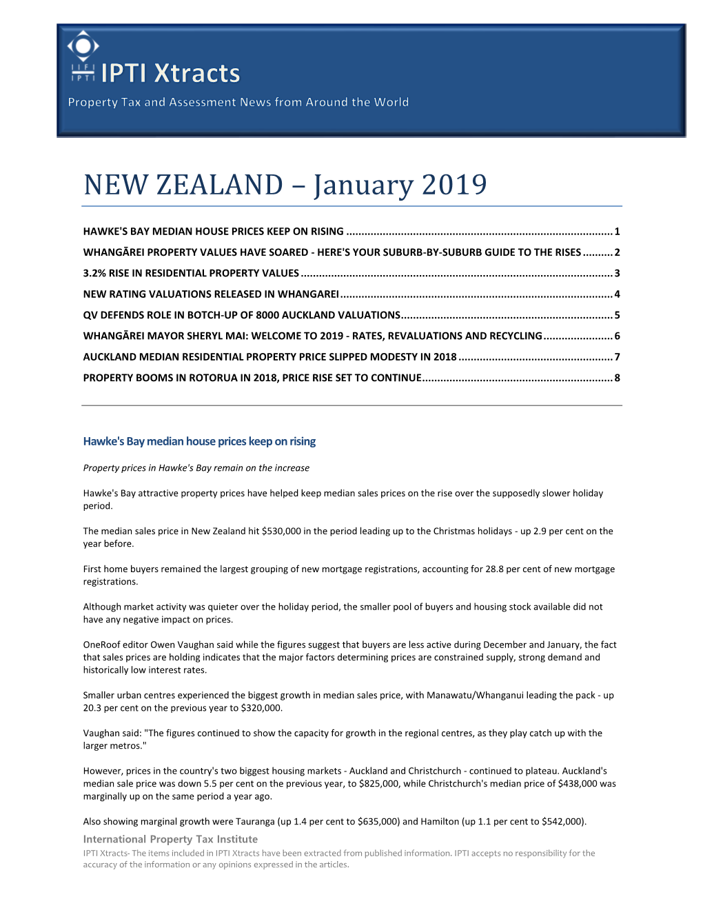 NEW ZEALAND – January 2019