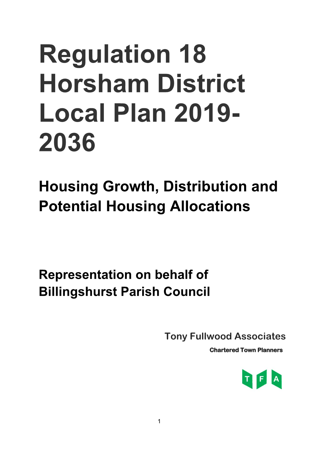 Regulation 18 Horsham District Local Plan 2019- 2036