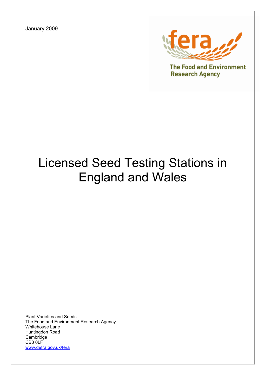 Licensed Seed Testing Stations in England and Wales