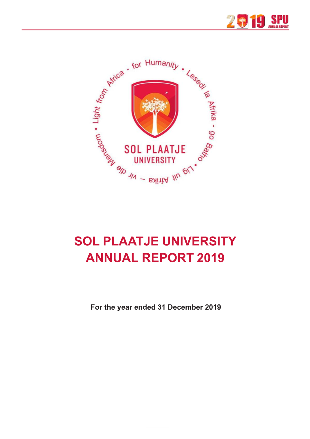 Sol Plaatje University Annual Report 2019