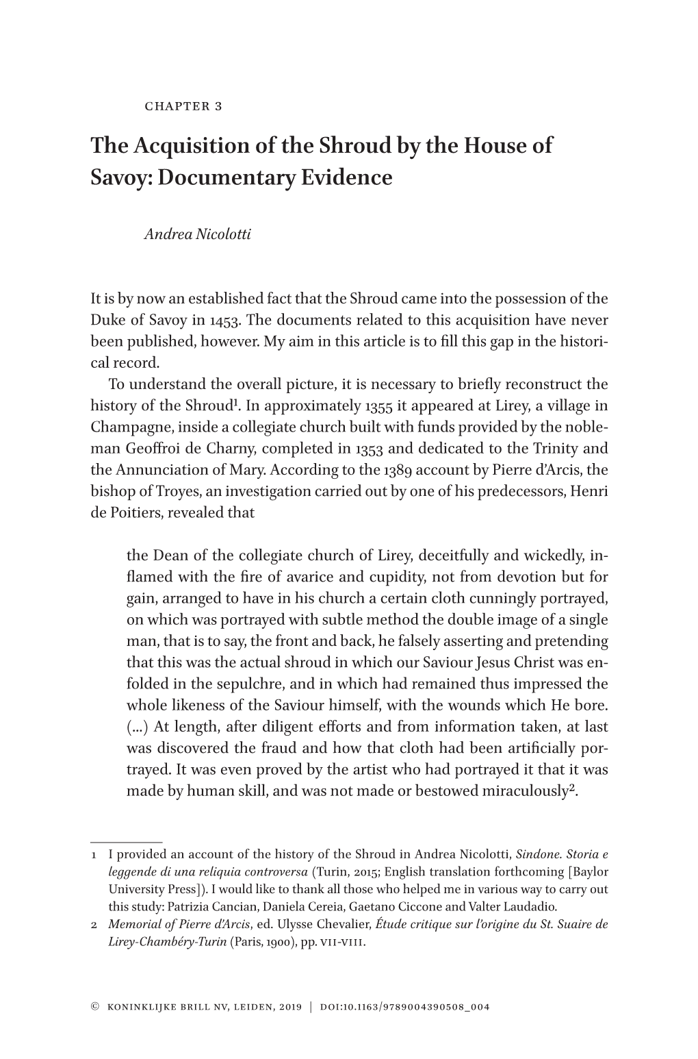 The Acquisition of the Shroud by the House of Savoy Full Article Language: En Indien Anders: Engelse Articletitle: 0