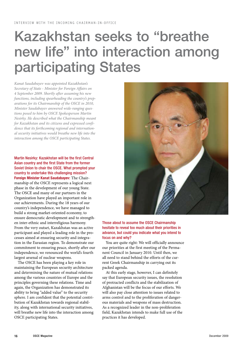 OSCE Magazine December 2009