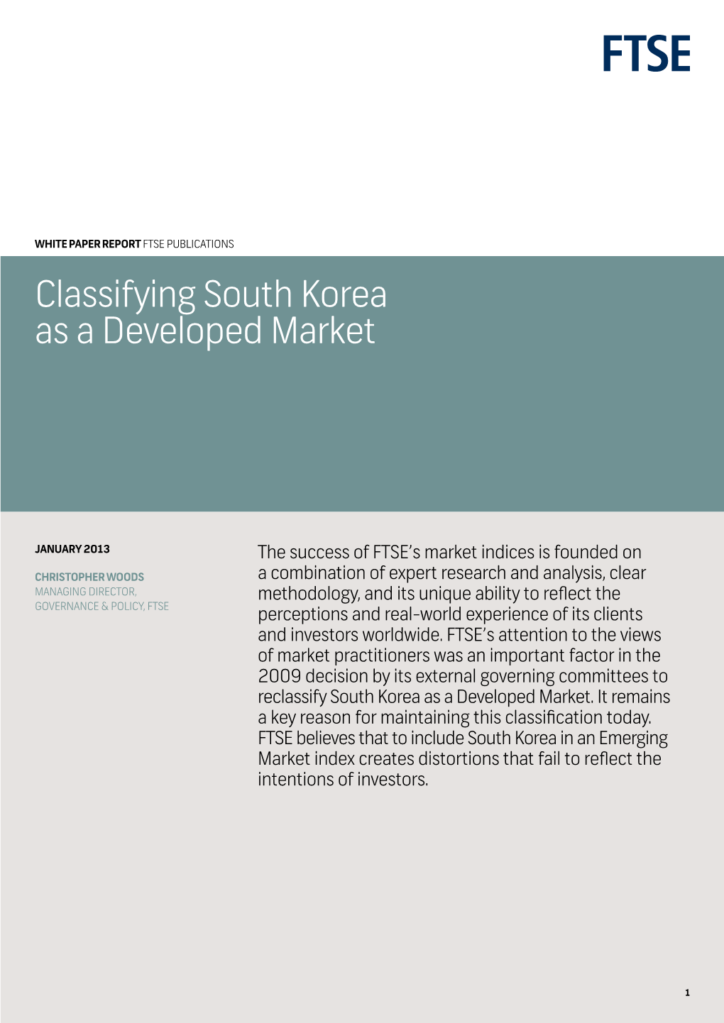 Classifying South Korea As a Developed Market