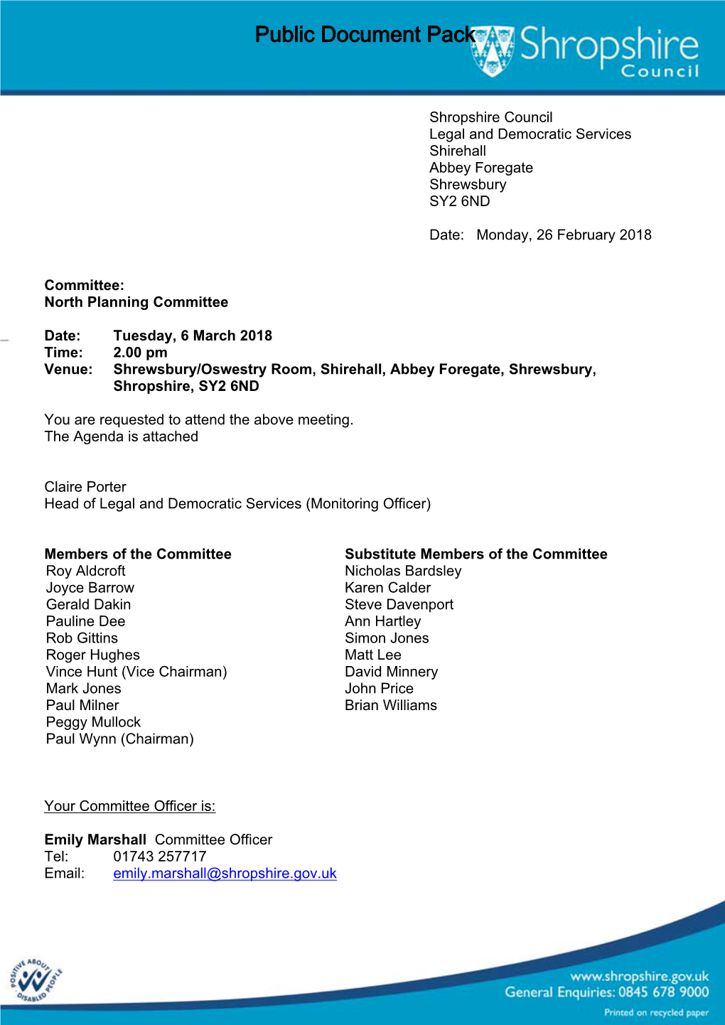 (Public Pack)Agenda Document for North Planning Committee, 06/03