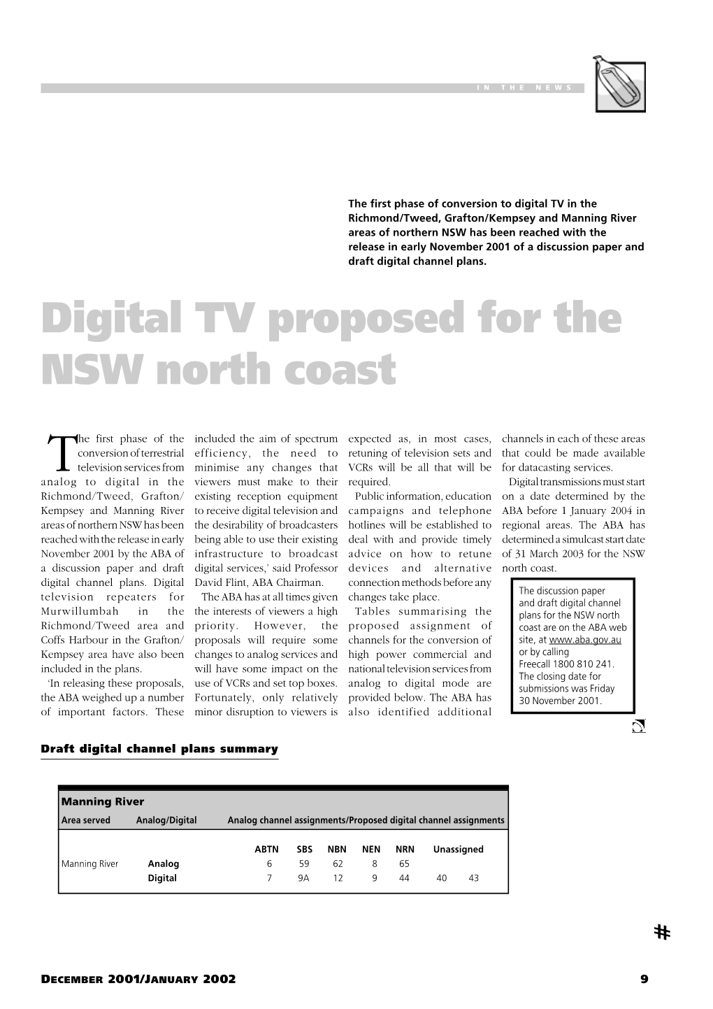 Digital TV Proposed for the NSW North Coast