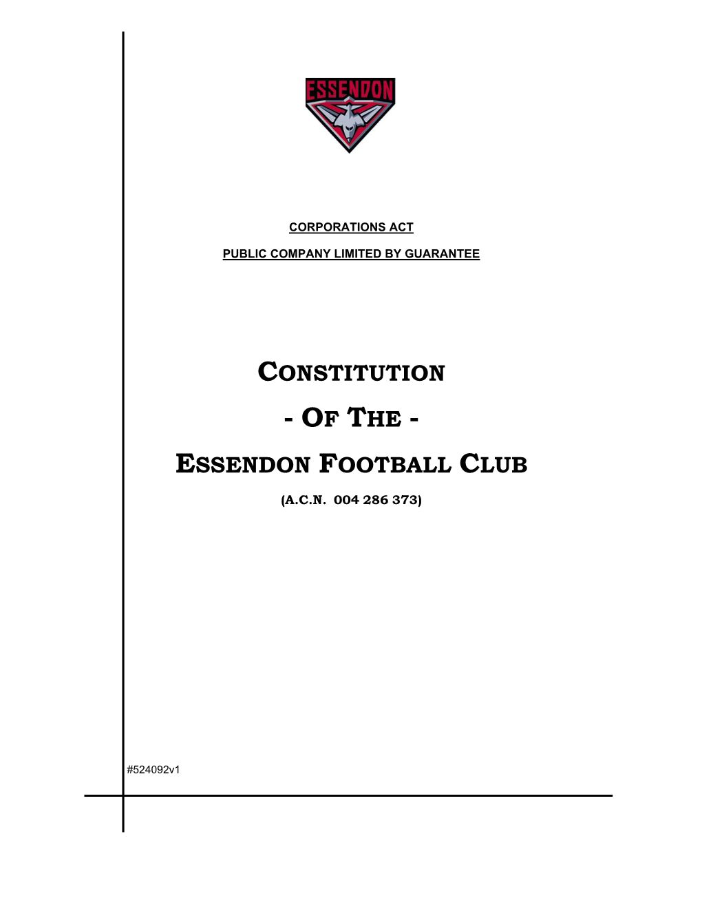 Constitution - of the - Essendon Football Club