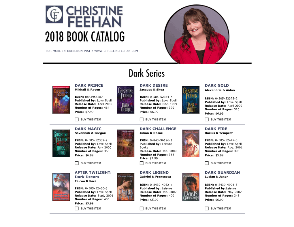 Christine Feehan Book Catalog