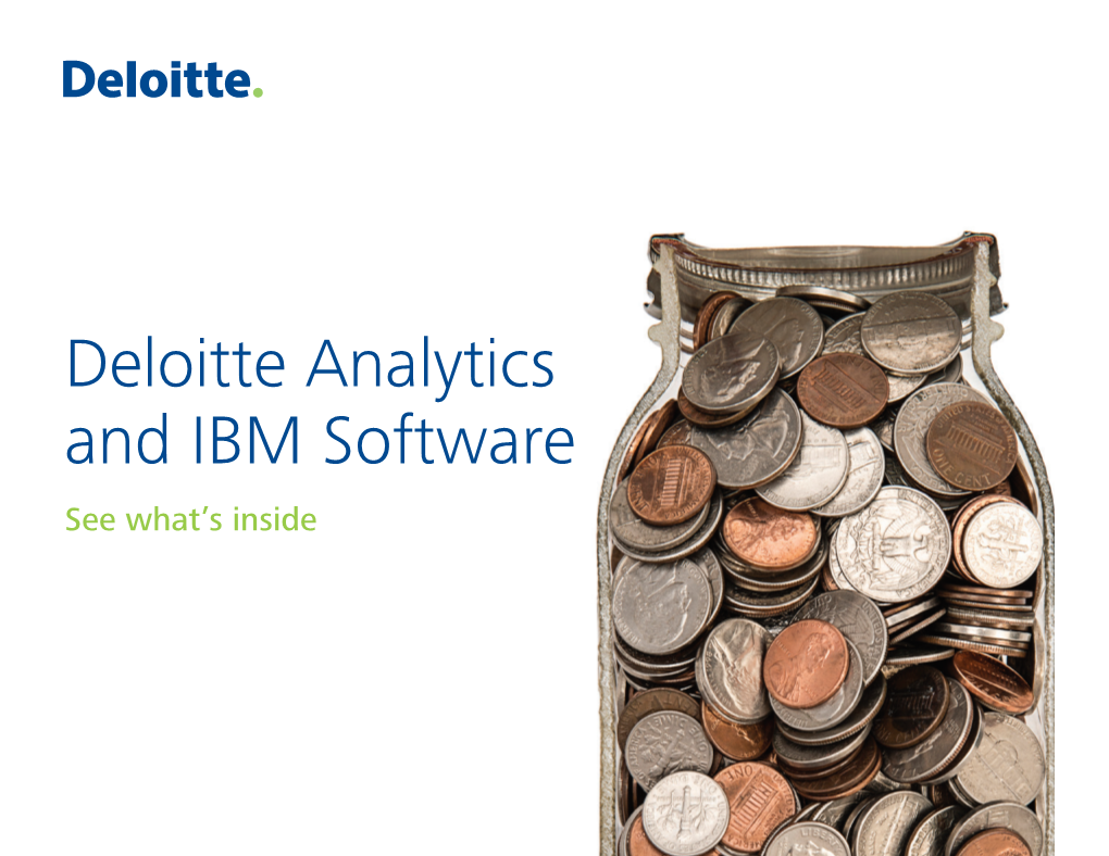 Deloitte Analytics and IBM Software See What’S Inside Table of Contents