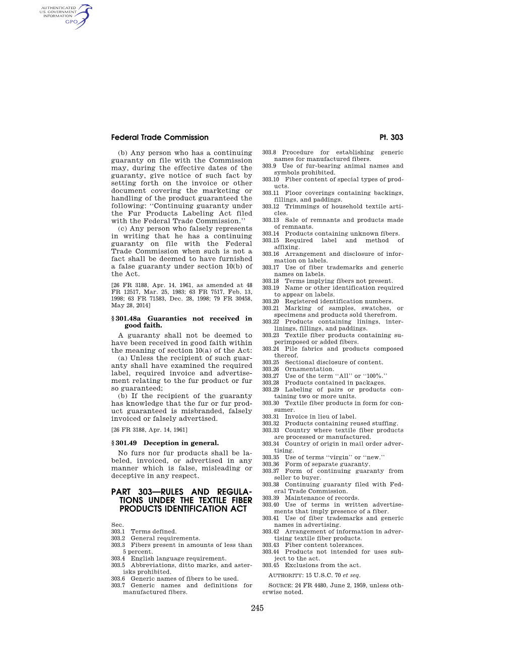 16 CFR Ch. I (1–1–20 Edition) § 303.5