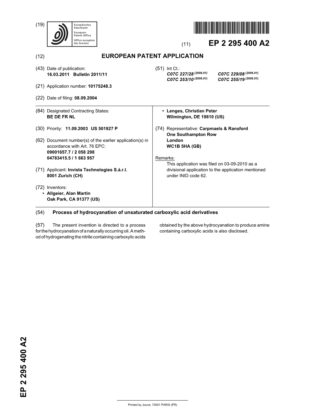 Process of Hydrocyanation of Unsaturated Carboxylic Acid Derivatives