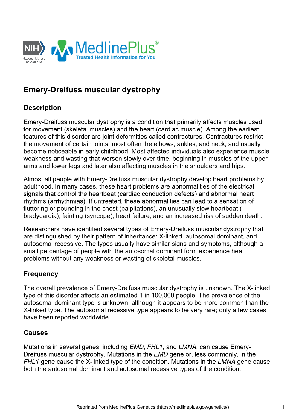 Emery-Dreifuss Muscular Dystrophy