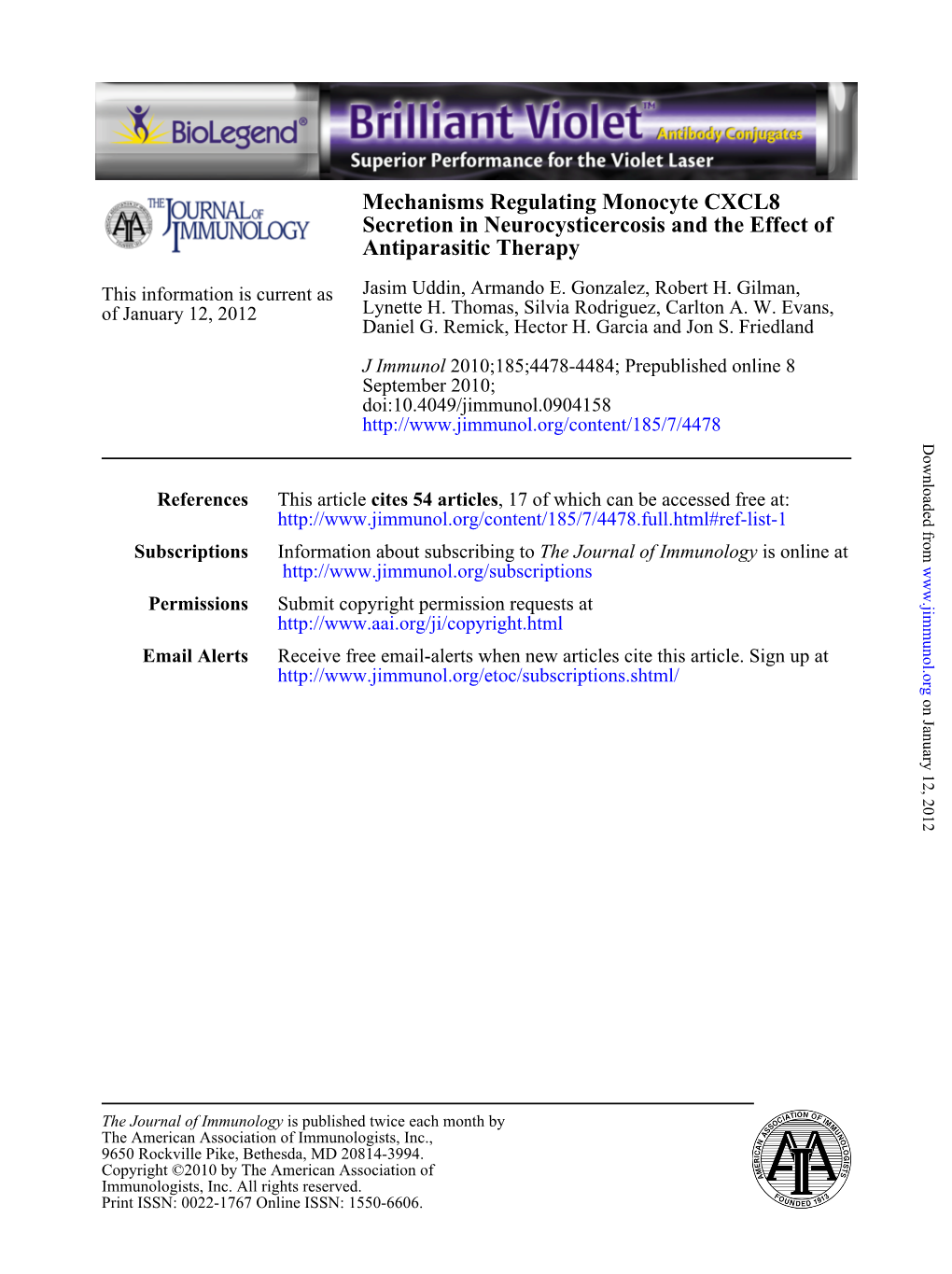 Antiparasitic Therapy Secretion in Neurocysticercosis and the Effect Of