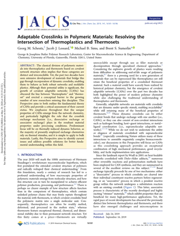 Adaptable Crosslinks in Polymeric Materials: Resolving the Intersection of Thermoplastics and Thermosets ‡ ‡ Georg M