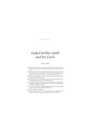 Lady Caroline Lamb and Her Circle