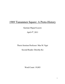 1989 Tiananmen Square: a Proto-History