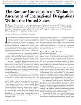 The Ramsar Convention on Wetlands