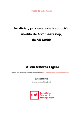 Alícia Astorza Ligero Análisis Y Propuesta De Traducción Inédita De