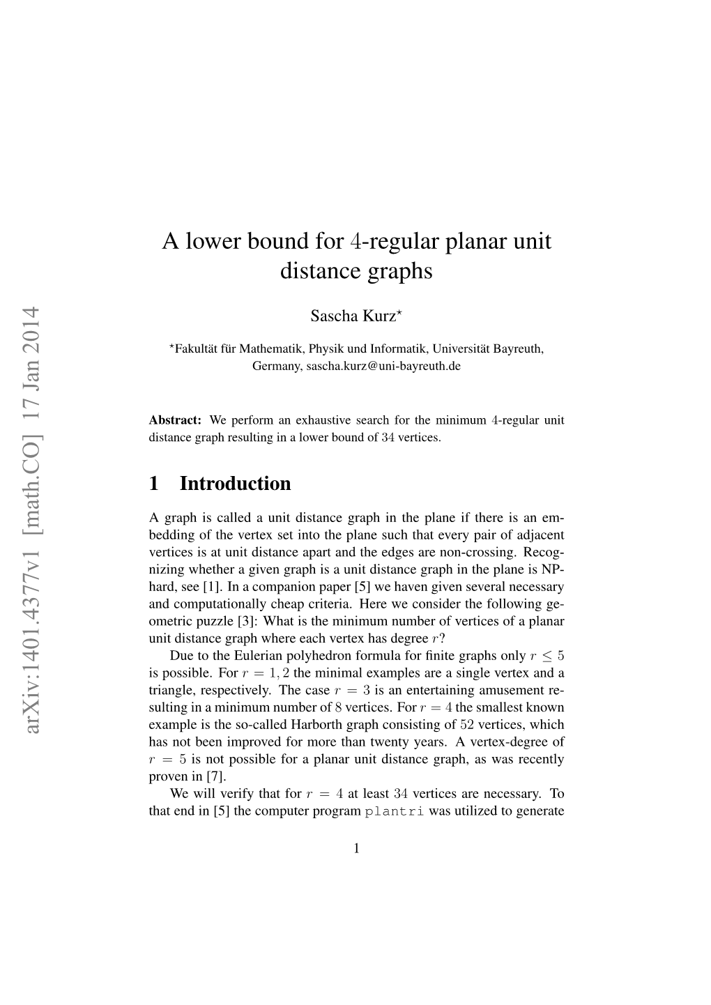 A Lower Bound for 4-Regular Planar Unit Distance Graphs Arxiv