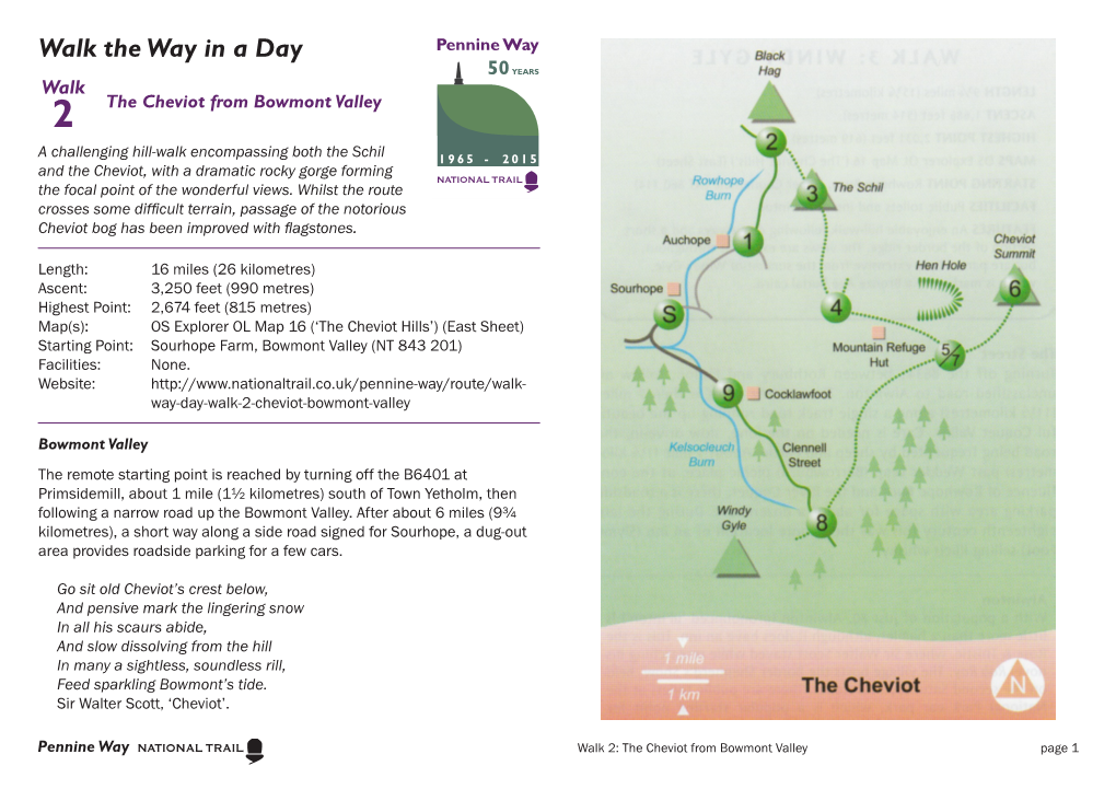 Walk the Way in a Day Walk 2 the Cheviot from Bowmont Valley