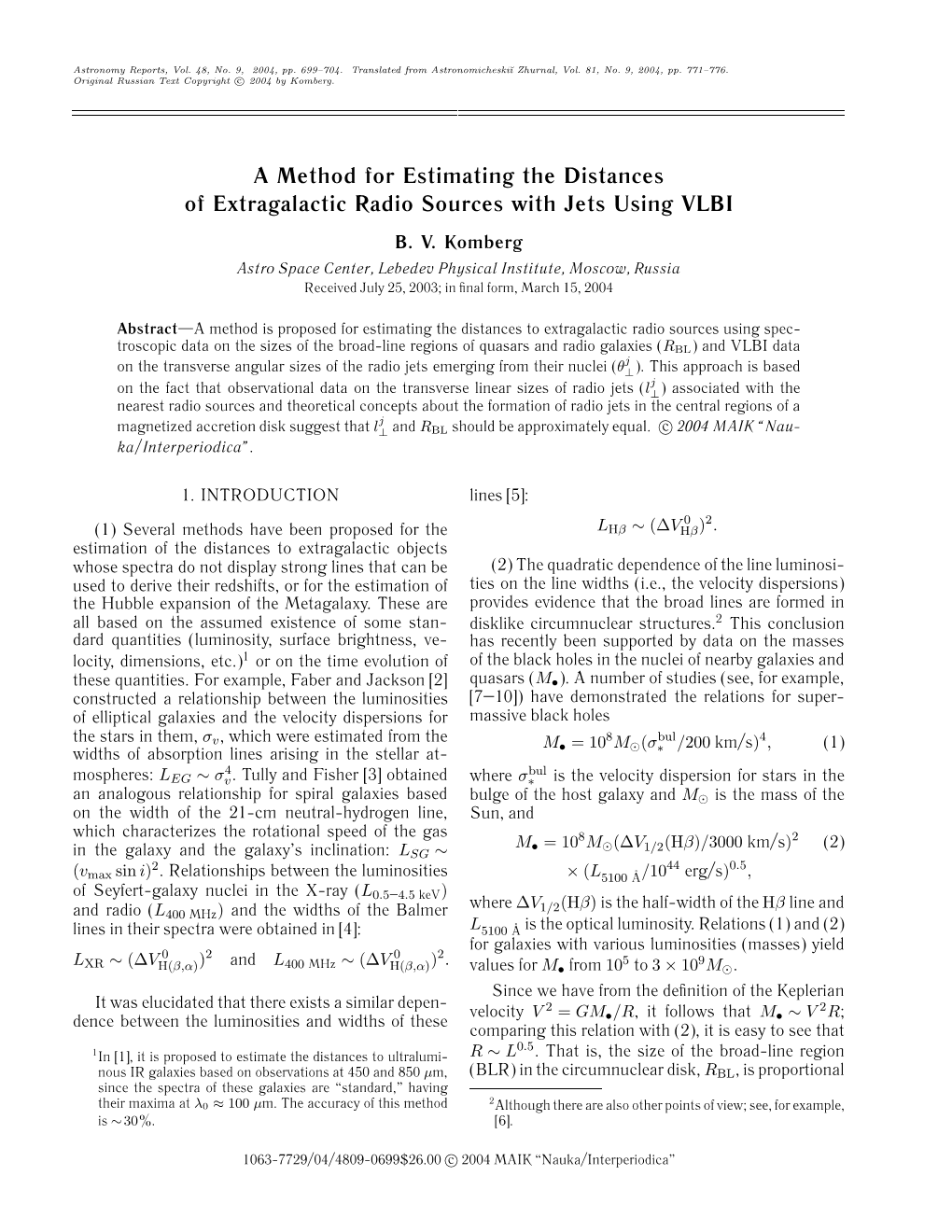 A Method for Estimating the Distances of Extragalactic Radio Sources with Jets Using VLBI B