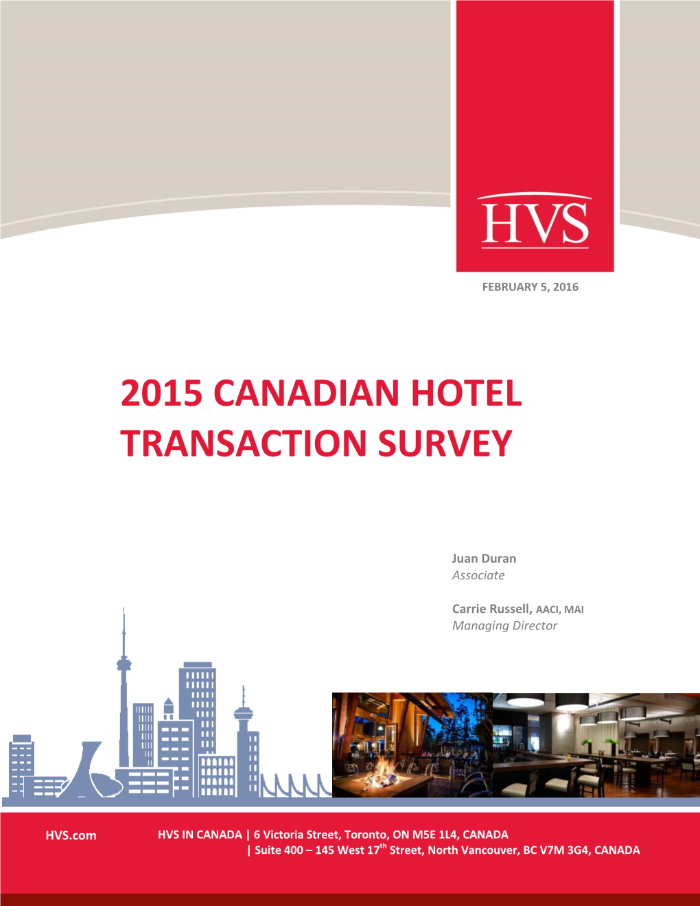 2015 Canadian Hotel Transaction Survey