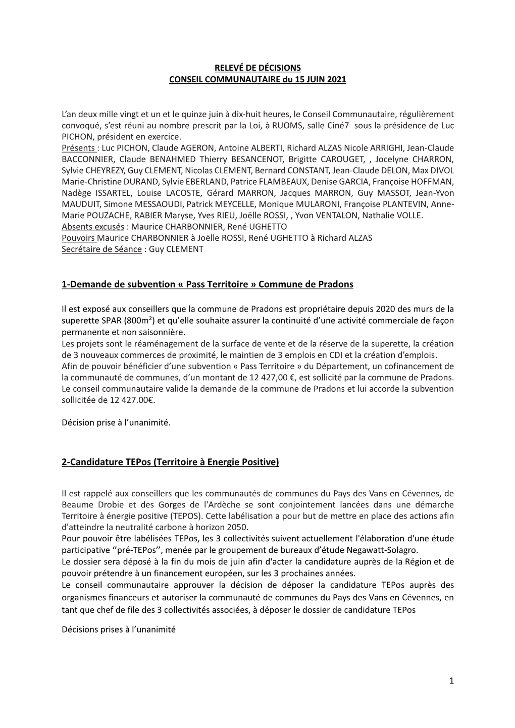 Commune De Pradons 2-Candidature Tepos (Territoire À Energie Positive)