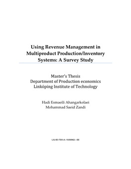 Using Revenue Management in Multiproduct Production/Inventory Systems: a Survey Study