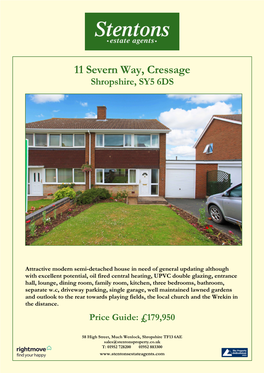 11 Severn Way, Cressage Shropshire, SY5 6DS
