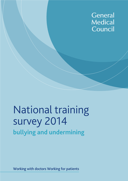 National Training Survey 2014: Bullying and Undermining