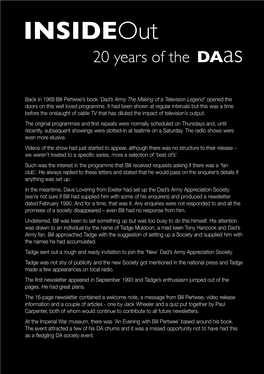 Insideout 20 Years of the Daas