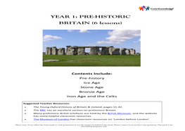 YEAR 1: PRE-HISTORIC BRITAIN (6 Lessons)