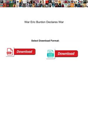 War Eric Burdon Declares War