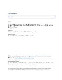 New Studies on the Settlements and Geoglyphs in Palpa, Peru Johny Isla Instituto Andino De Estudios Arqueologicos (INDEA), Isla.Nasca@Gmail.Edu